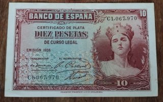 Billete 10 Pesetas 1935 Banco de España