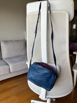 Bolso Bombonera Piel Azul "et bang"