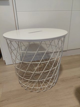 Mesita Auxiliar Blanca de Metal. Altura 41cm x 44