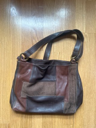 Bolso de Hombro Patchwork Marrón