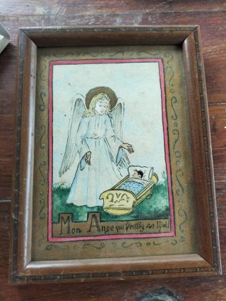 Acuarela Siglo XIX - Ángel y Bebé