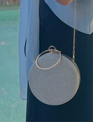 Bolso de fiesta redondo plateado