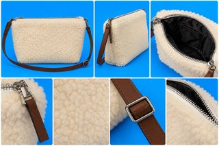 Bolso bandolera borreguito beige/crema con correa