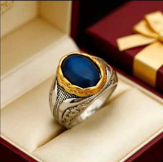 Anillo de Acero con Zirconia Azul