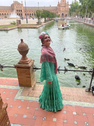 Traje de flamenca turquesa