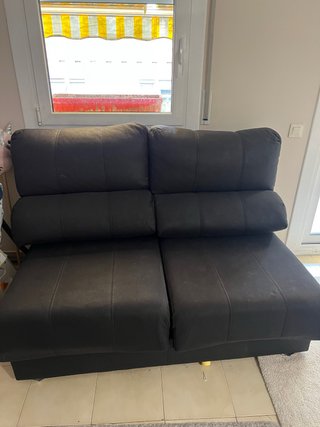 Sofá de dos plazas negro con esquinera