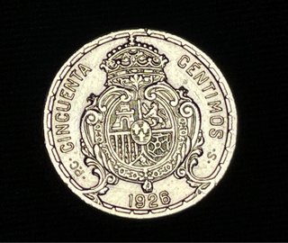 Moneda plata 50 céntimos 1926 relieves marcados