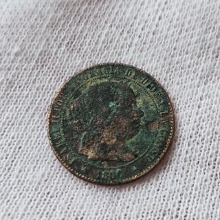 Escaso, 1/2 cénti. escudo 1866, Isabel II, Segovia