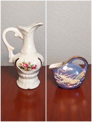 Lote de jarra y jarrón de porcelana vintage