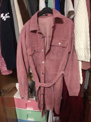 Vestido Camisa de Pana Rosa Shein