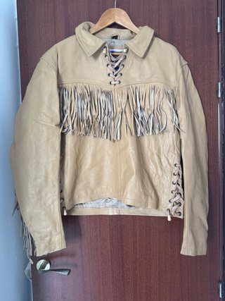 Indian Chaqueta de piel vintage con flecos