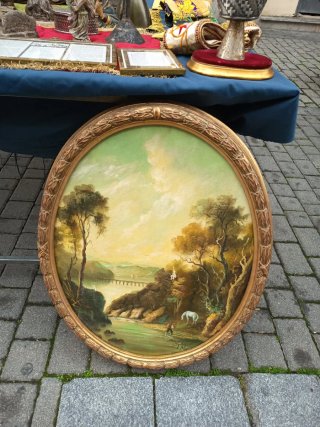 Antigua pintura al óleo sobre tabla