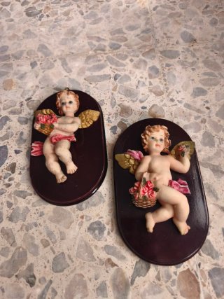 Coppia di figure di angeli vintage