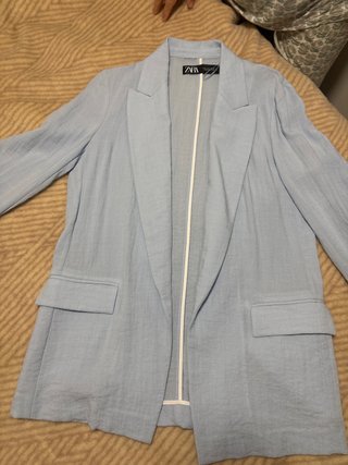 Americana de Lino Zara Azul Cielo