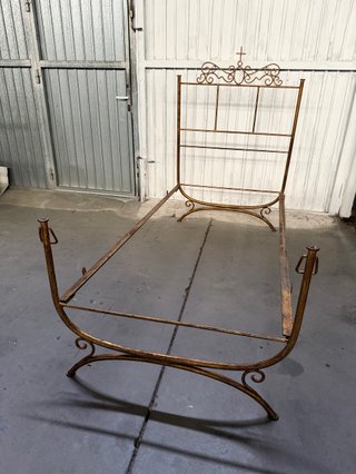 Cama Forja Antigua Maciza Dorada