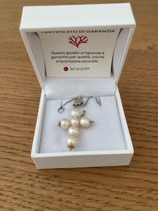 Collana in argento 925 con croce di perle