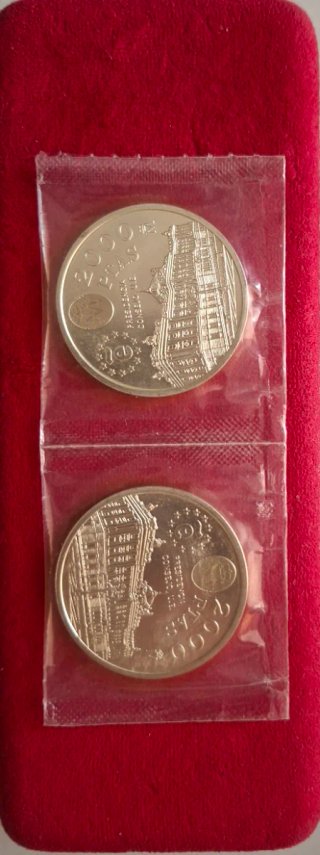 2 Monedas Plata 2000 Pesetas Palacio Real Año 1995