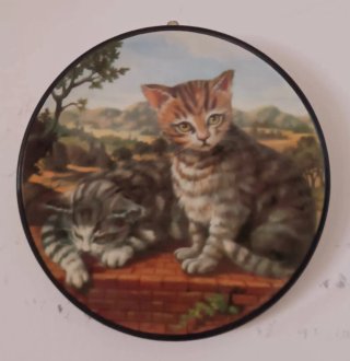 Piatto decorativo con illustrazione di gatti