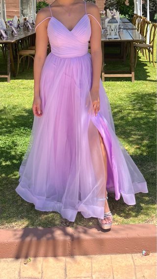 Vestido de boda largo lila