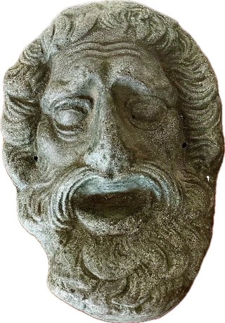 Antiguo mascarón cómico teatral en aleacion bronce