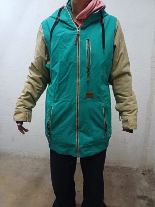Chaqueta de Nieve Turquesa y Beige
