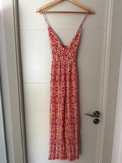 Vestido largo estampado naranja