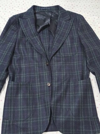 Americana de cuadros azul y verde Talla S