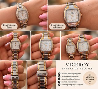 Pareja de Relojes Viceroy Bicolor, Plata y Dorado.