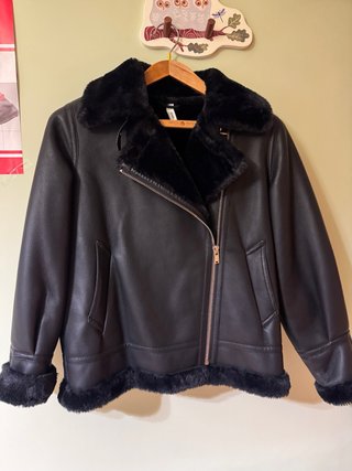 Cazadora Biker de Piel con Forro de Pelo