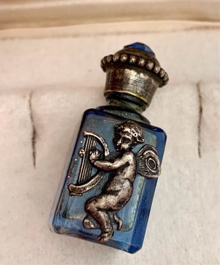 Perfumero Art Nouveau de Plata y Cristal azul 1900