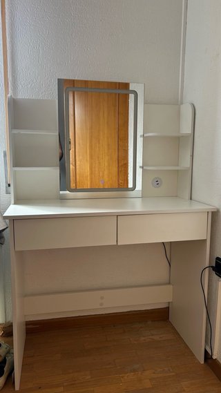 Tocador Blanco con Espejo y 2 puertos USB