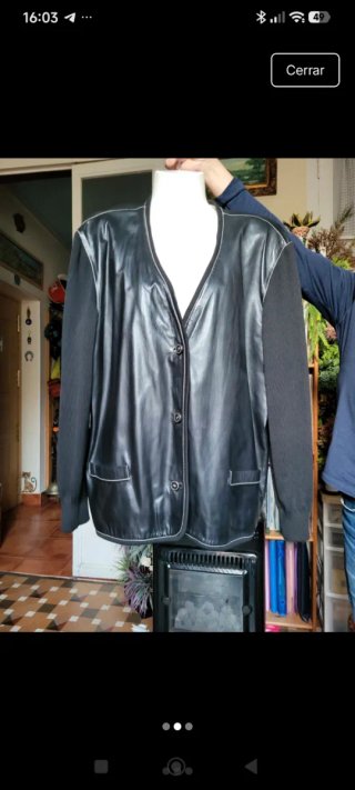 Chaqueta de Piel y Punto Negra