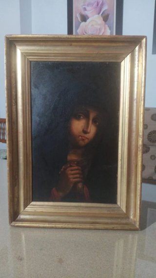 Óleo sobre cobre Virgen de los Dolores siglo XVIII