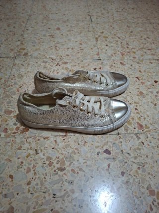 Zapatillas Beige y Doradas