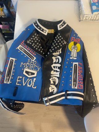 Chaqueta Biker Punk-Rock Azul y Negra