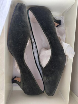 Zapatos de tacón verde oliva terciopelo