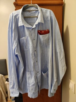 Guayabera de Lino Azul Talla XXL