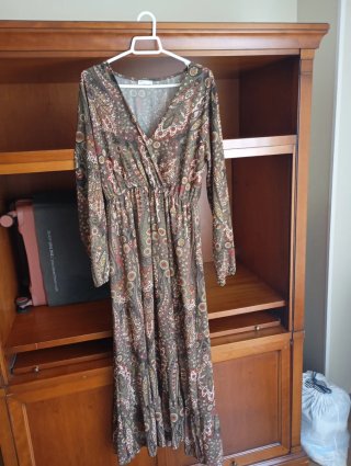 Vestido Estampado Manga Larga