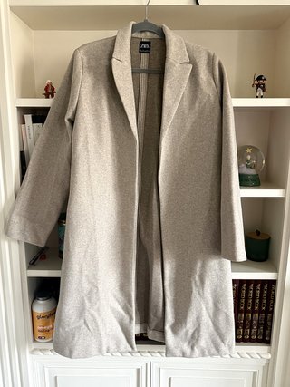 Abrigo largo Zara gris jaspeado talla L