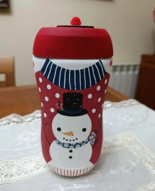 Tarro de cristal decorado muñeco de nieve