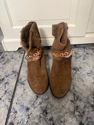 Botines Marrones Estilo Boho de piel