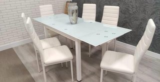 Mesa Extensible de Cristal Blanca