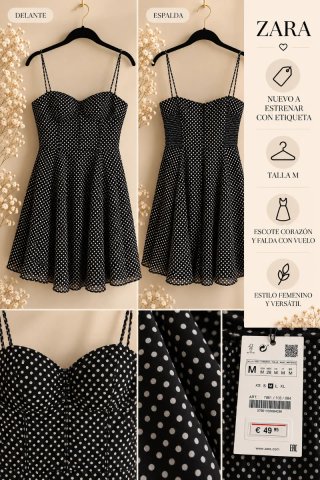Vestido Zara Lunares Talla M