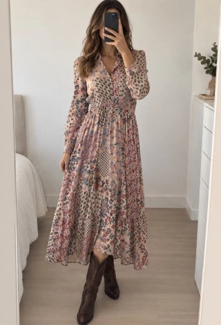 Vestido largo estampado