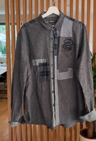 Camisa Desigual Patchwork Gris XXL