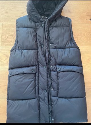 Chaleco largo acolchado negro para adultos y niños