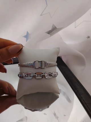 Set de 2 Pulseras Dior Plateadas