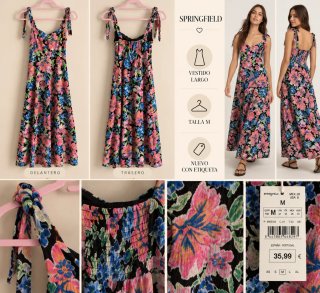 Vestido Largo Springfield Estampado Talla M