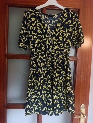 Vestido Estampado Negro y Amarillo