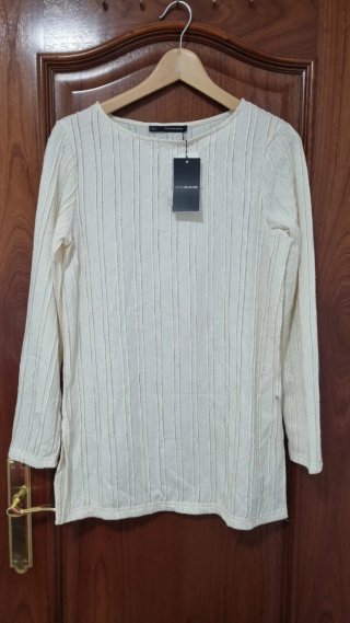 Jersey tipo vestido Sfera crema Talla S/M